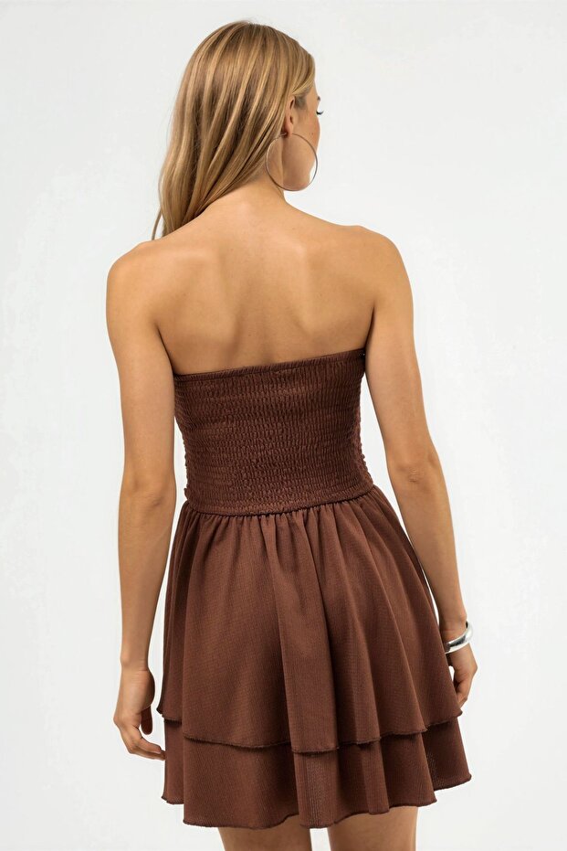 Askısız Volanlı Mini Elbise - 6