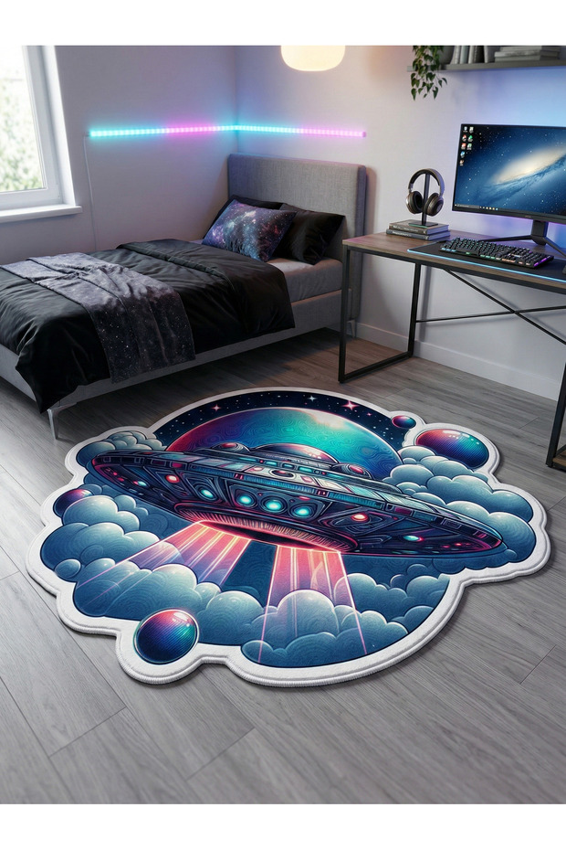 Non-Slip Sole Playstation Xbox Themed Machine Washable Gamer Youth Room Rug 180X180
