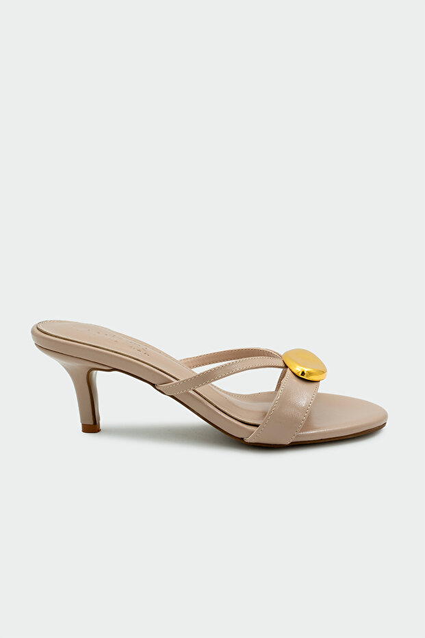 Yixo Gold Accessory Nude Women's Heels Slipper