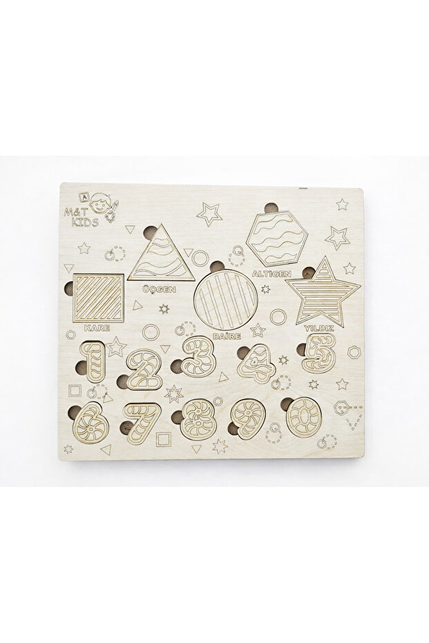Montessori Wooden Shapes and Numbers Educational Puzzle