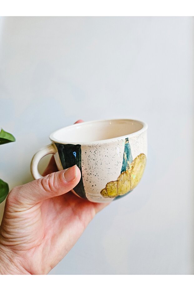 كرواسون مصنوع يدويًا منقوش كوب - 2