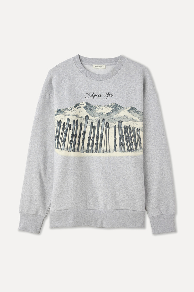 BASKILI BİSİKLET YAKA OVERSIZE SWEATSHIRT - 6