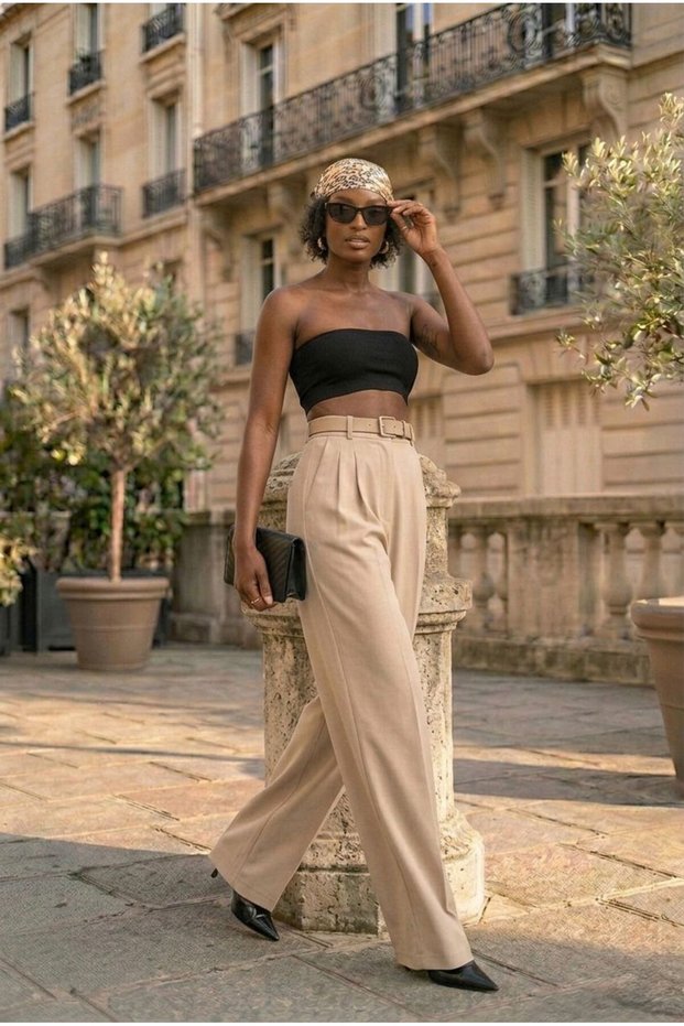 Women's Imported Doubleface Fabric Trousers K Belt I L Stretch Fabric Does Not Fade When Pulled