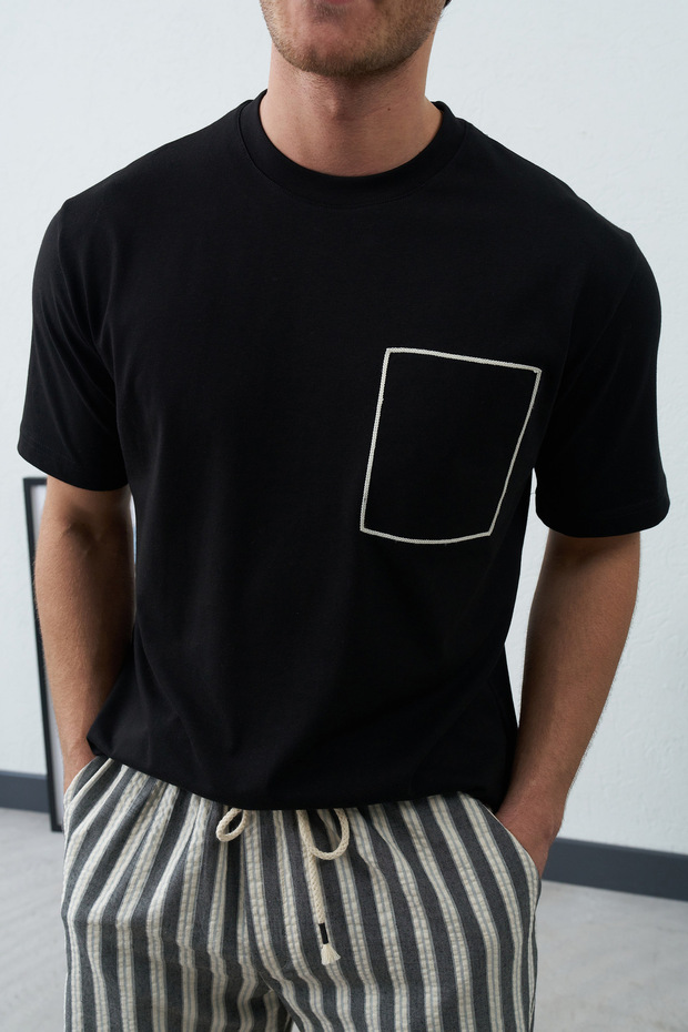 Men's Square Patterned Regular T-Shirt - 5