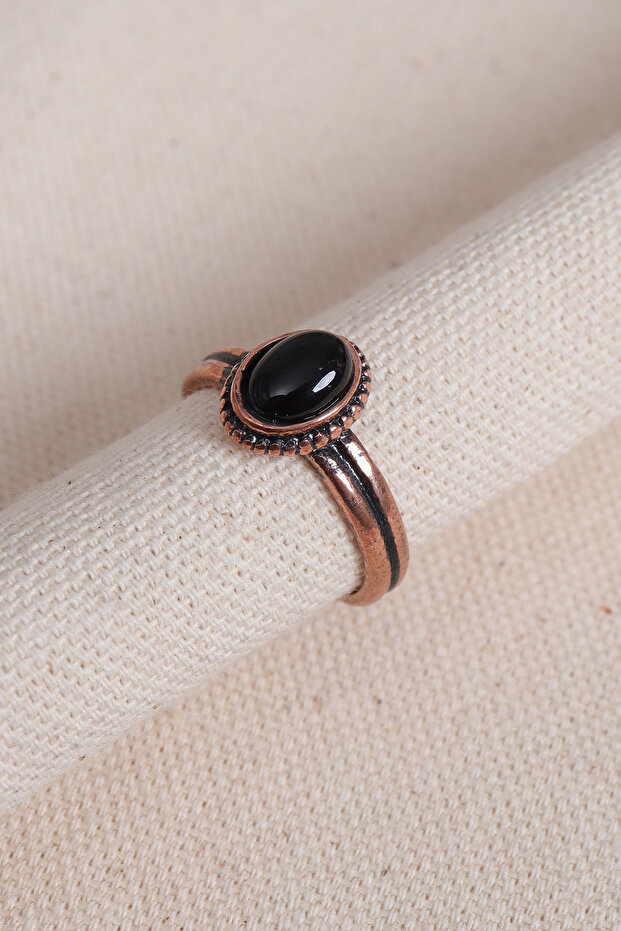خاتم أونيكس مرصّع بالأحجار من النحاس - 1