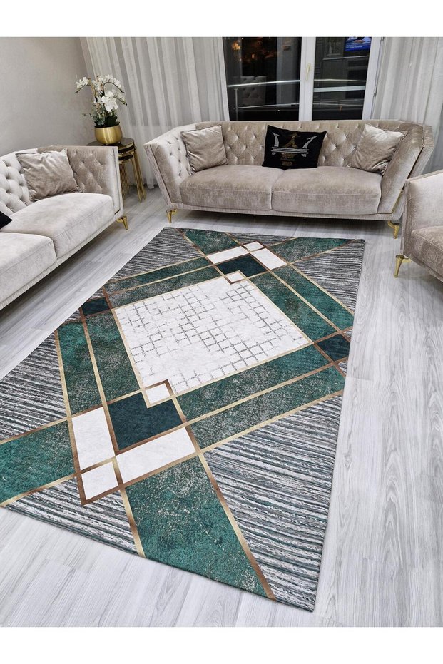 Rug Cover - Elastic - Non-Spongy - Washable - Velvet Fabric - Living Room, Kids' Room Rug Cover