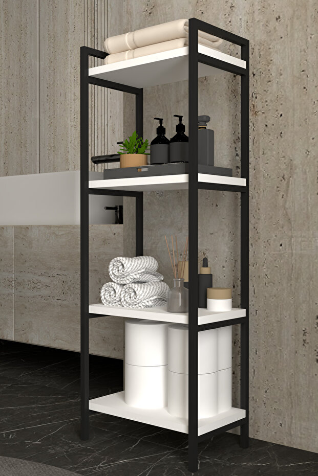 4-Tier Bathroom Kitchen Shelf Bathroom Cabinet Multi-Purpose Cabinet Metal Towel Kitchen Organizer Stylish Organizer