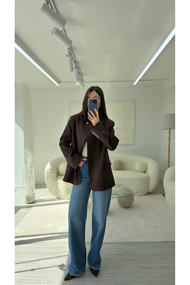 جاكيت بياقة عالية - بني - 3