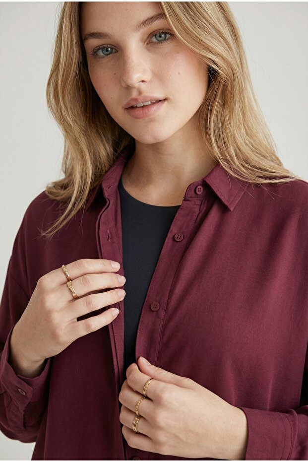 Viskon Düğmeli Salaş Gömlek - 2