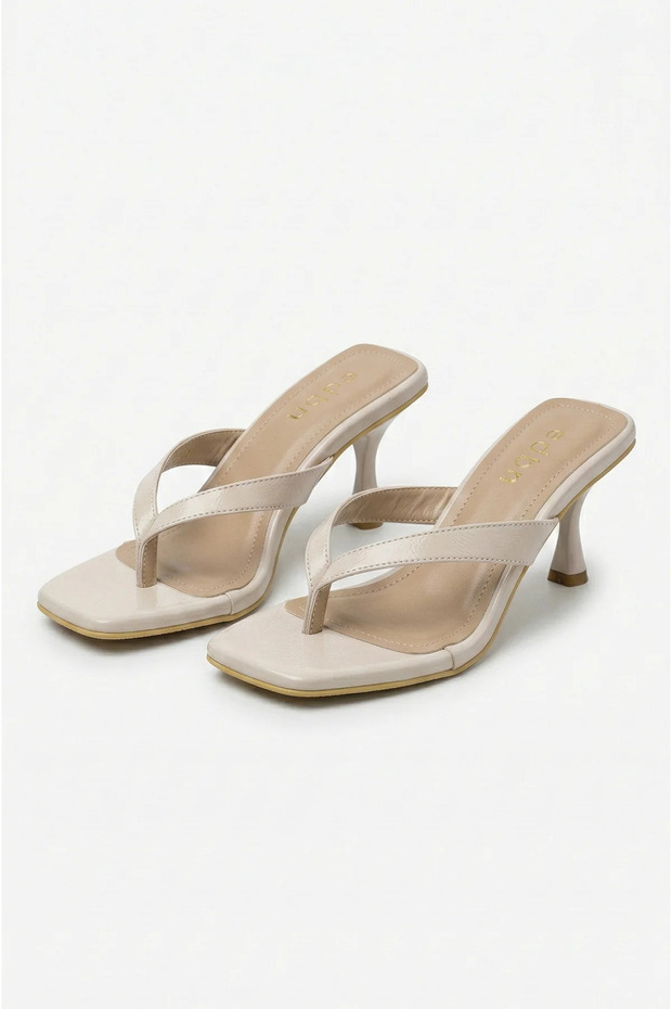 Zelda Wide Band Flip Flop Heels for Women Slipper - Ecru Crinkled