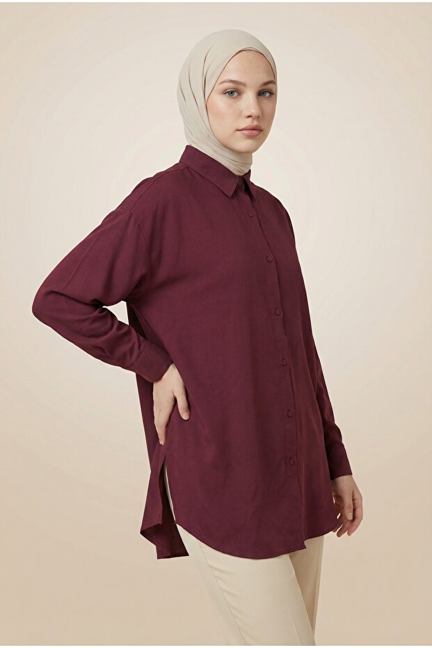 Viskon Düğmeli Salaş Gömlek - 3