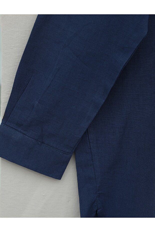 Keten Düğmeli Gömlek - 4