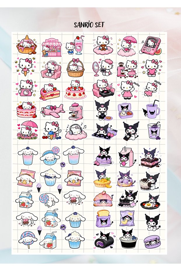 Sanrio Kuromi Hello Kitty Sticker Set
