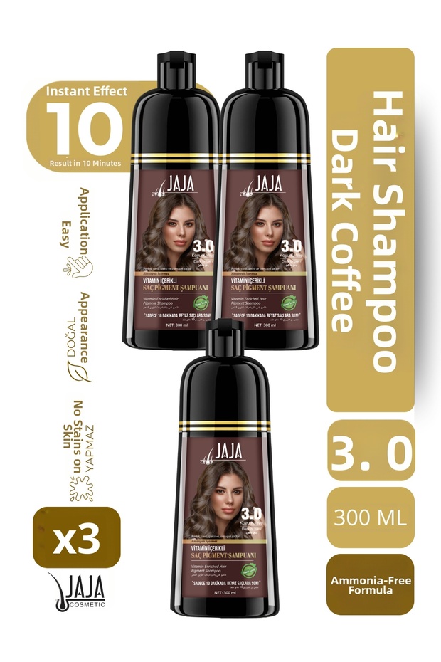 Dark Brown Hair Pigment Shampoo 3.0 | 300 ml X 3 Pieces & Contains Vitamins