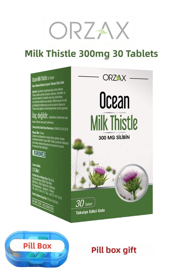 Milk Thistle (300Mg Silibin) 30 Capsules + Pill Box Gift