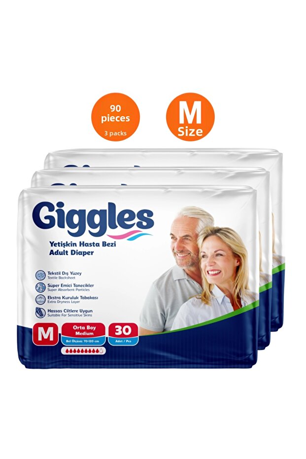 Adult Bel Tie-Detail Patient Diapers Medium - 90 Pieces