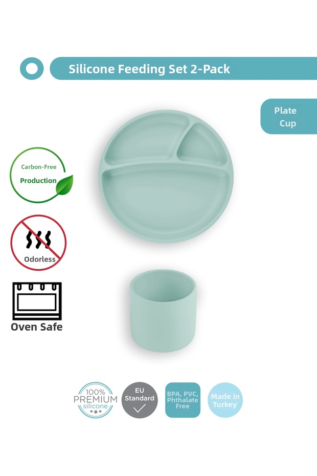طقم تغذية مكون من قطعتين زجاج + طبق حصة