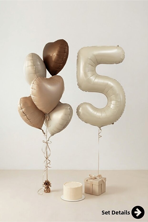 Retro 5 Year Old Number Foil Balloon Set of 6 Party Decoration