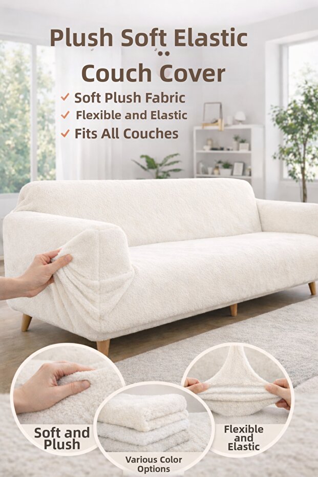 Plush 3 Seater Welsoft Sofa Cover | Elastic Seat Cover | Sofa Bed Cover | Seat Cover