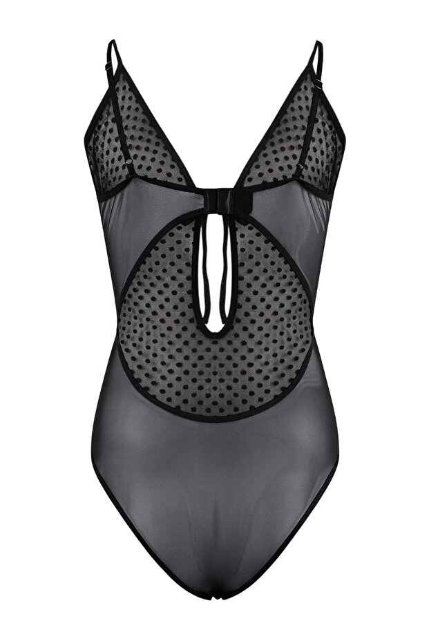 Siyah Tül Etekli 2'li Puantiyeli Body THMSS26BD00018 - 9