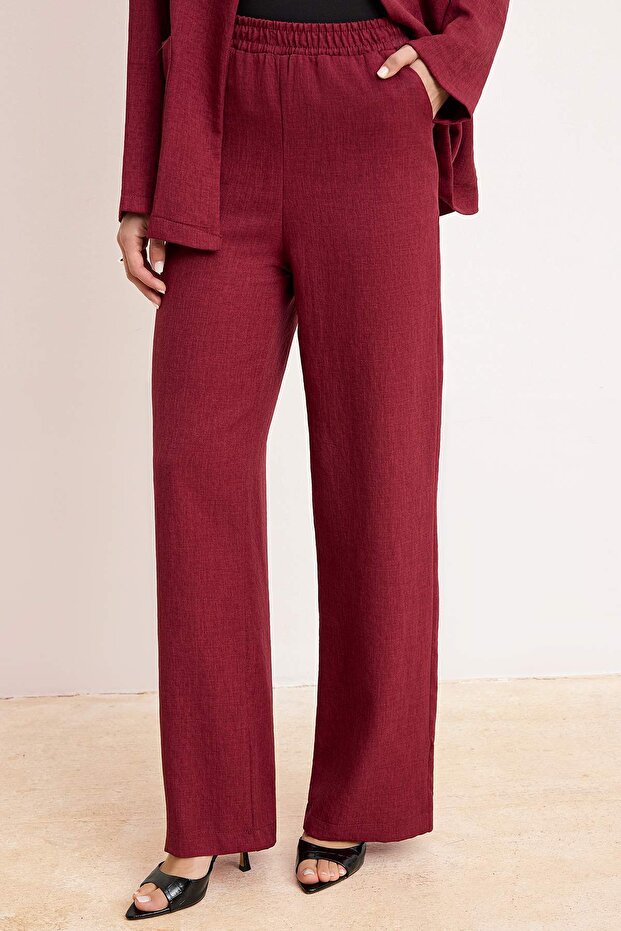 Bordo Kimono Pantolon Alt Üst Takım TCTSS26US00038 - 3
