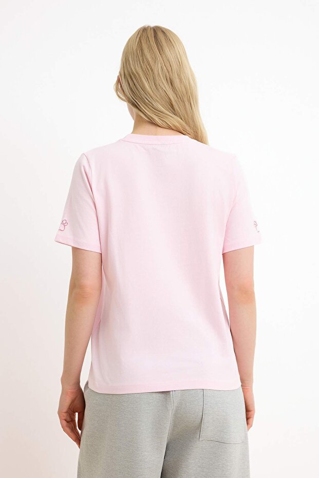 Açık Pembe Cat Mom Grafikli Nakışlı Regular/Normal Kalıp Tok %100 Pamuk Örme T-Shirt TWOSS26TS00144 - 4