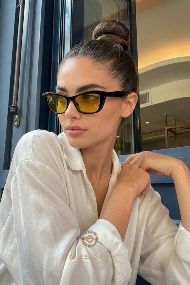 Occhiali Unisex Vintage Yellow Glass Sunglasses