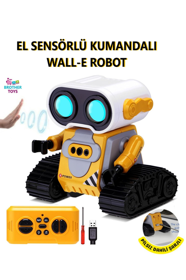 Brother Toys Uzaktan Kumandalı El Hareketlerine Duyarlı Wall-E Benzeri Oyuncak Robot 12 Cm.