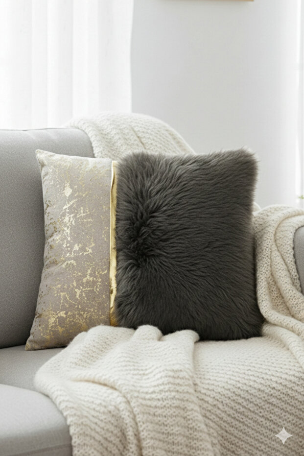 pillowcase plush and velvet fabric Velvet Look square Throw Pillow Case with Gold Leather Accessories