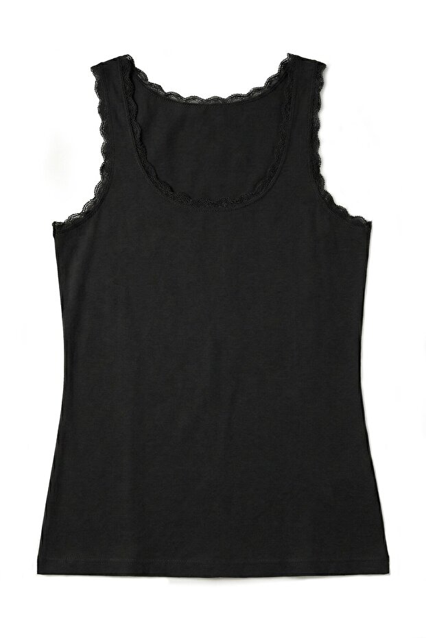 Kadın Atlet Dantelli Kalın Askılı (%90 Viskon - %10 Elastan) - 2