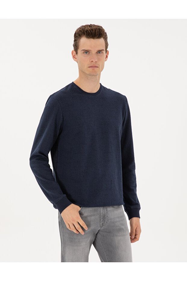 Navy Blue Regular Fit Sweatshirt 50313944-Vr033