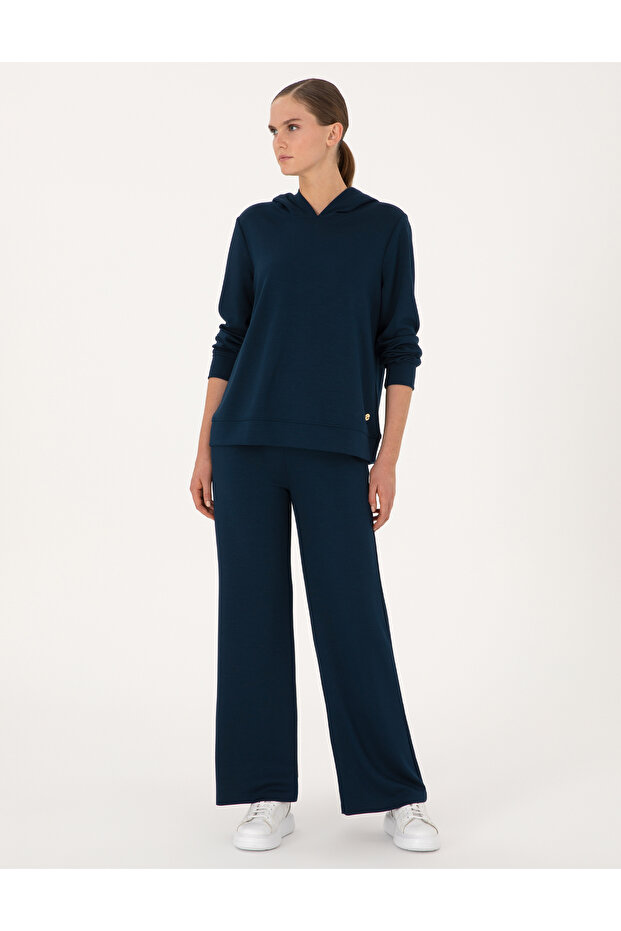 Navy Blue Flare Fit Modal Blend Sweatpants 50314962-Vr033