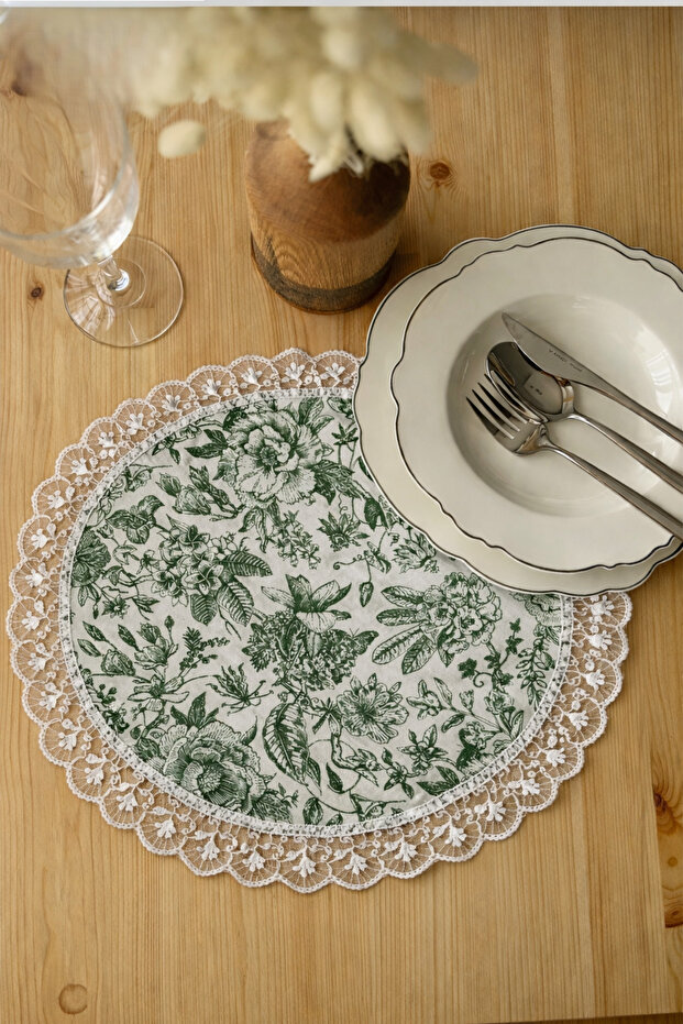 Green Lace American Service Soup Set for 6 People Stain-Resistant Digital Printing Dowry Box Luxury Set