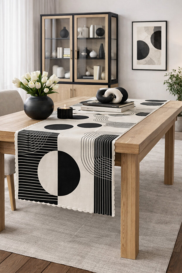 خطوط خفيفة وكائنات هندسية منقوشة عداء ديكور مطبوع رقميًا - 7