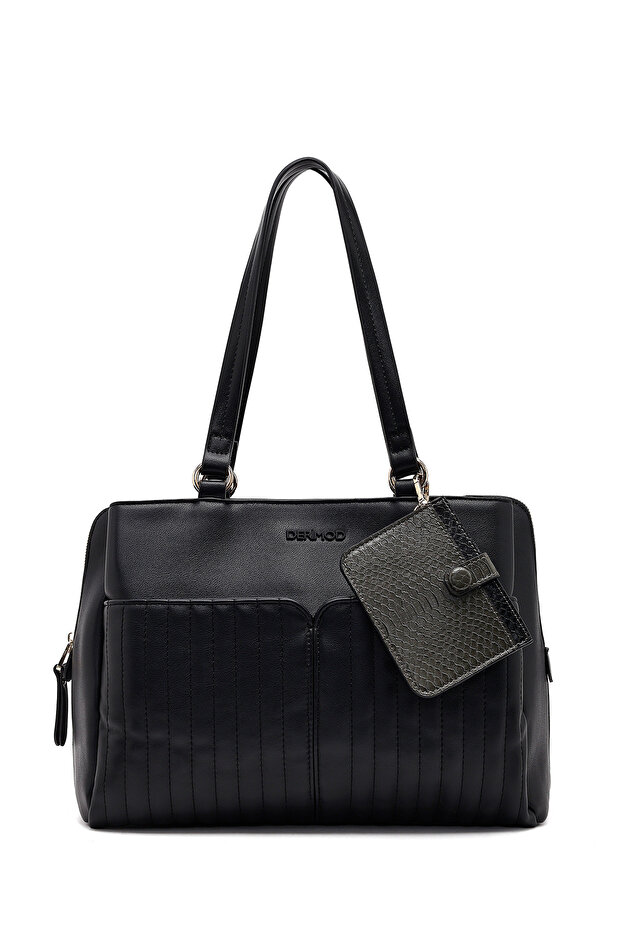 Women's Black Long Strap Shoulder Bag 25Abd251318