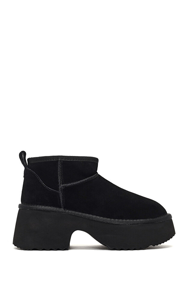 Women's Black Thick Soled Suede Leather Teddy Boots 25Wfd492910