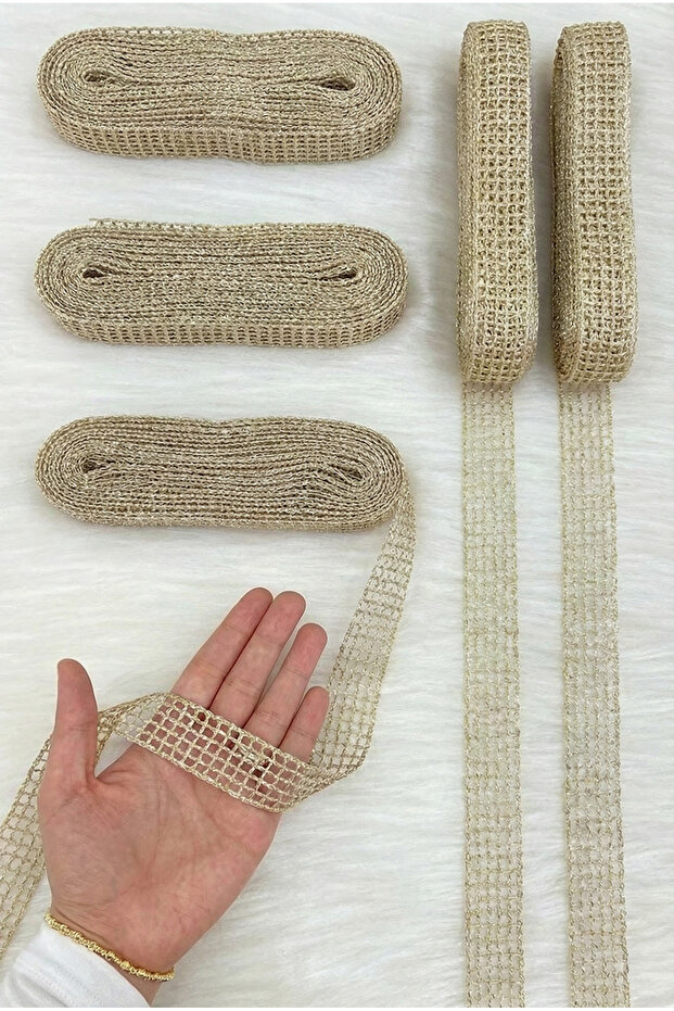 Soft Gold Mesh Ribbon 2.5cm 10m, Bride, Groom, Bundle, Dowry, Engagement, Wedding, Gift, Party, Decoration
