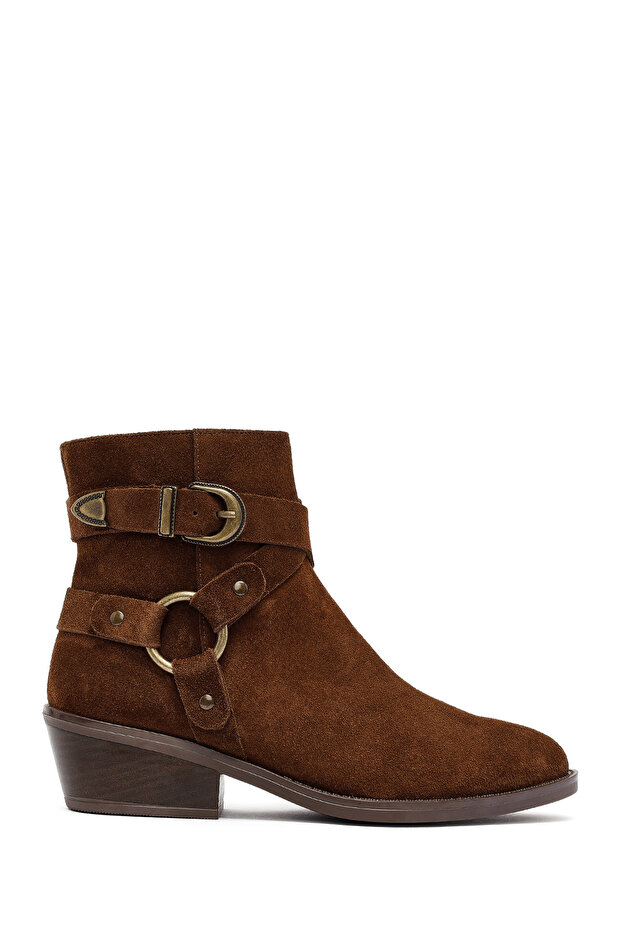 Women's Tan Zippered Suede Leather Cowboy Boots 25Afd201910