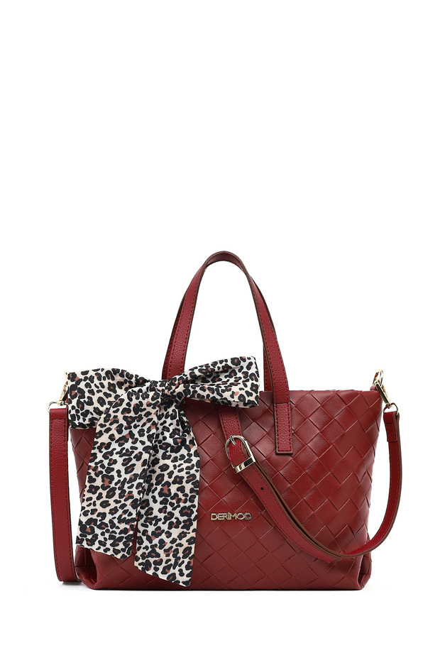 Women's Burgundy Long Strap Braided Shoulder Bag 25Wbd238429