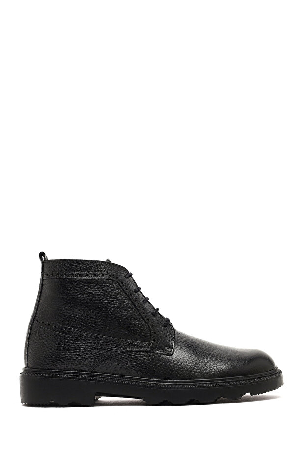 Men's Black Zippered Leather Casual Boots 25Wfd6717Ft