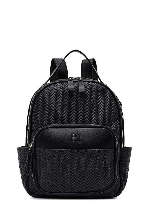 Women's Black Printed Backpack 25Abd285126