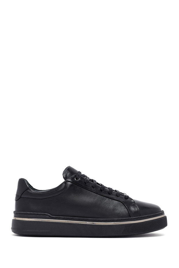 Men's Black Lace-Up Genuine Leather Sneaker, Winter Sports Shoes 25Wfd654618