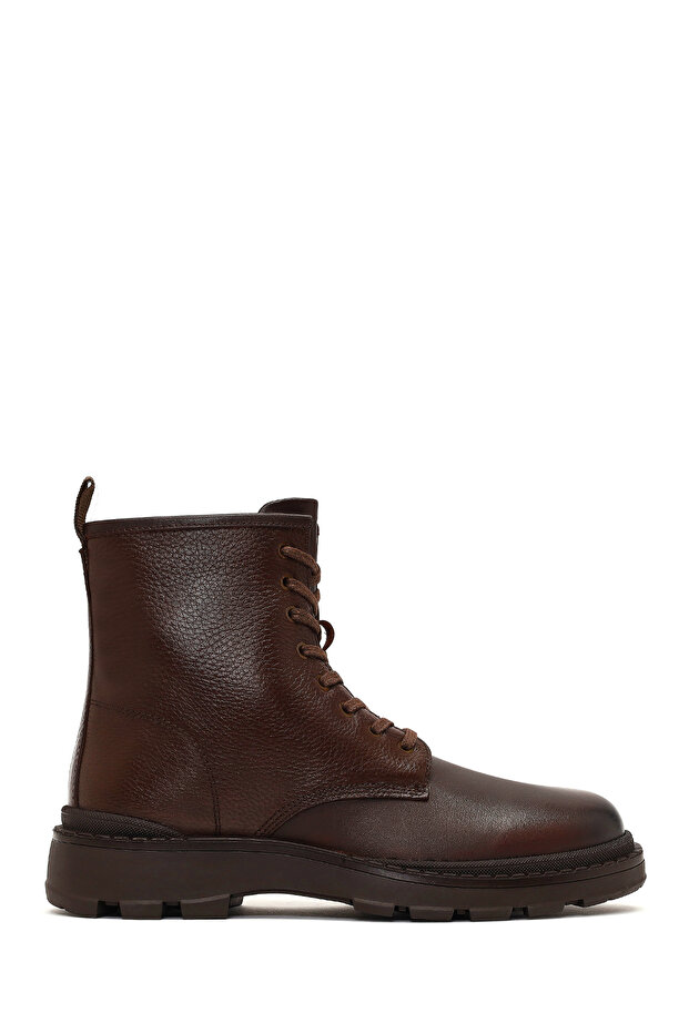 Men's Brown Lace-Up Zippered Leather Casual Boots 25Wfd681114