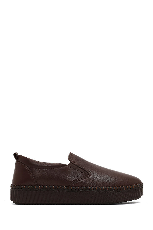 Women's Brown Thick Soled Leather Comfort Shoes 25Afd501318