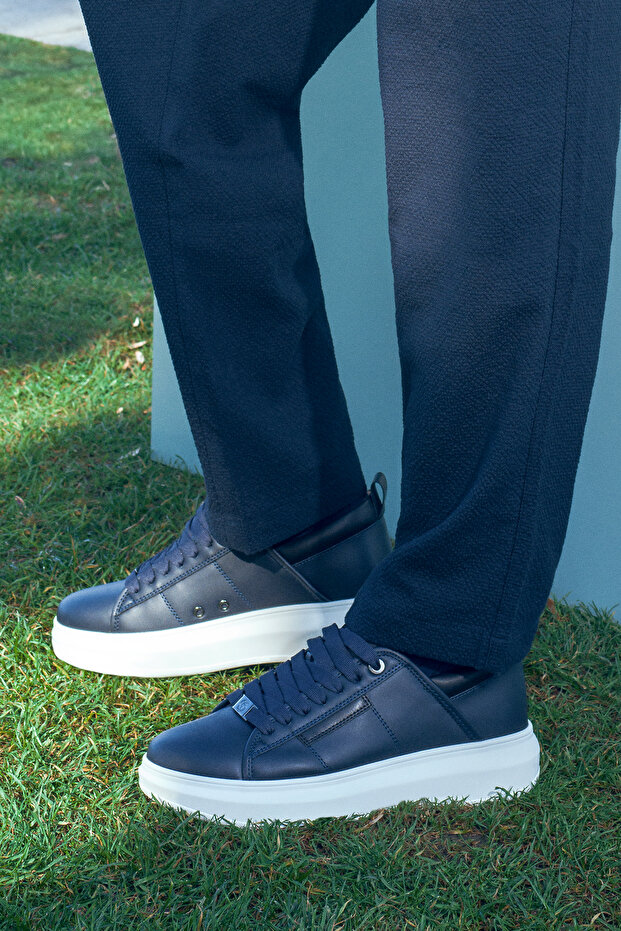 Acbc X Men's Navy Blue Lace-Up Sneaker 24Wfd760018