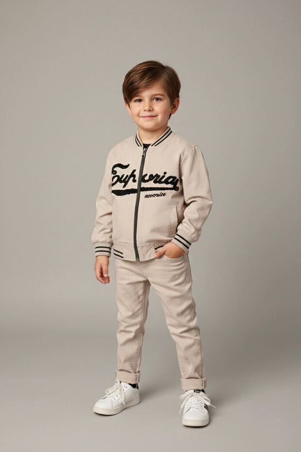 My Little One (Ages 1-4) Boys' 3-Piece Set with College Collar Jacket - Mink