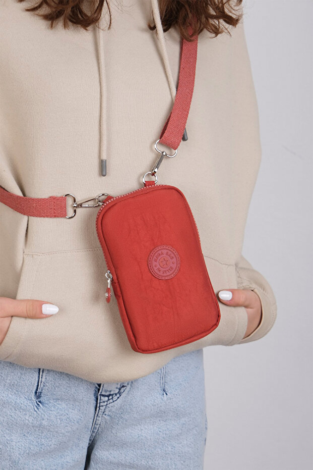 Tile Wallet, Phone Holder, Crinkle Waterproof Fabric, Crossbody Shoulder Bag, 18X11Cm