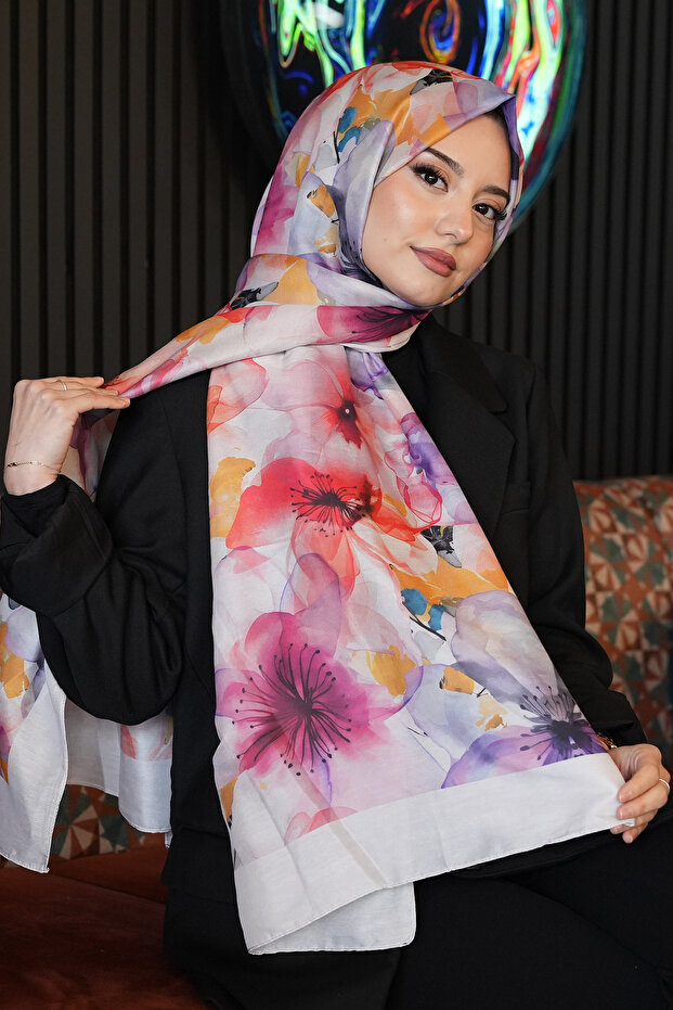 شال من القطن الناعم بنمط الأوركيد - 6