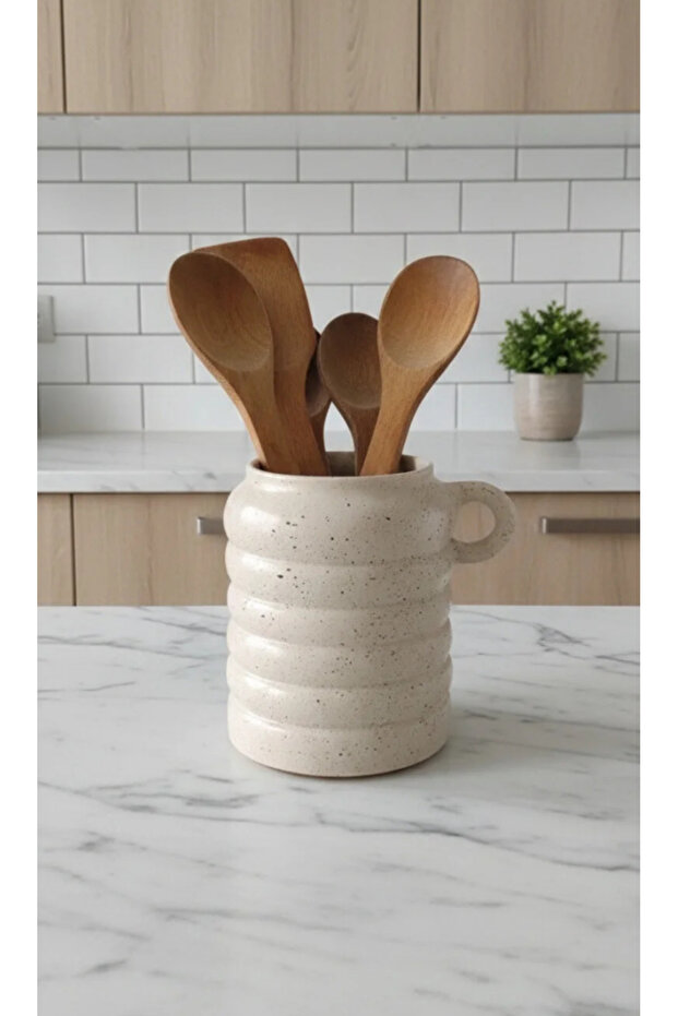 Decorative Ceramic Spoon Holder with Handle