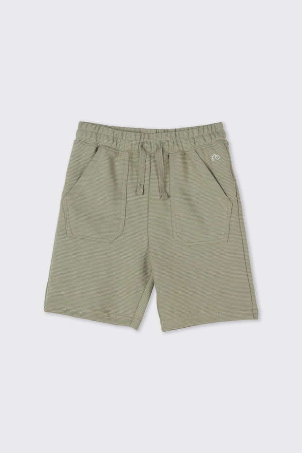 Erkek Bebek Örme Haki Şort - 1